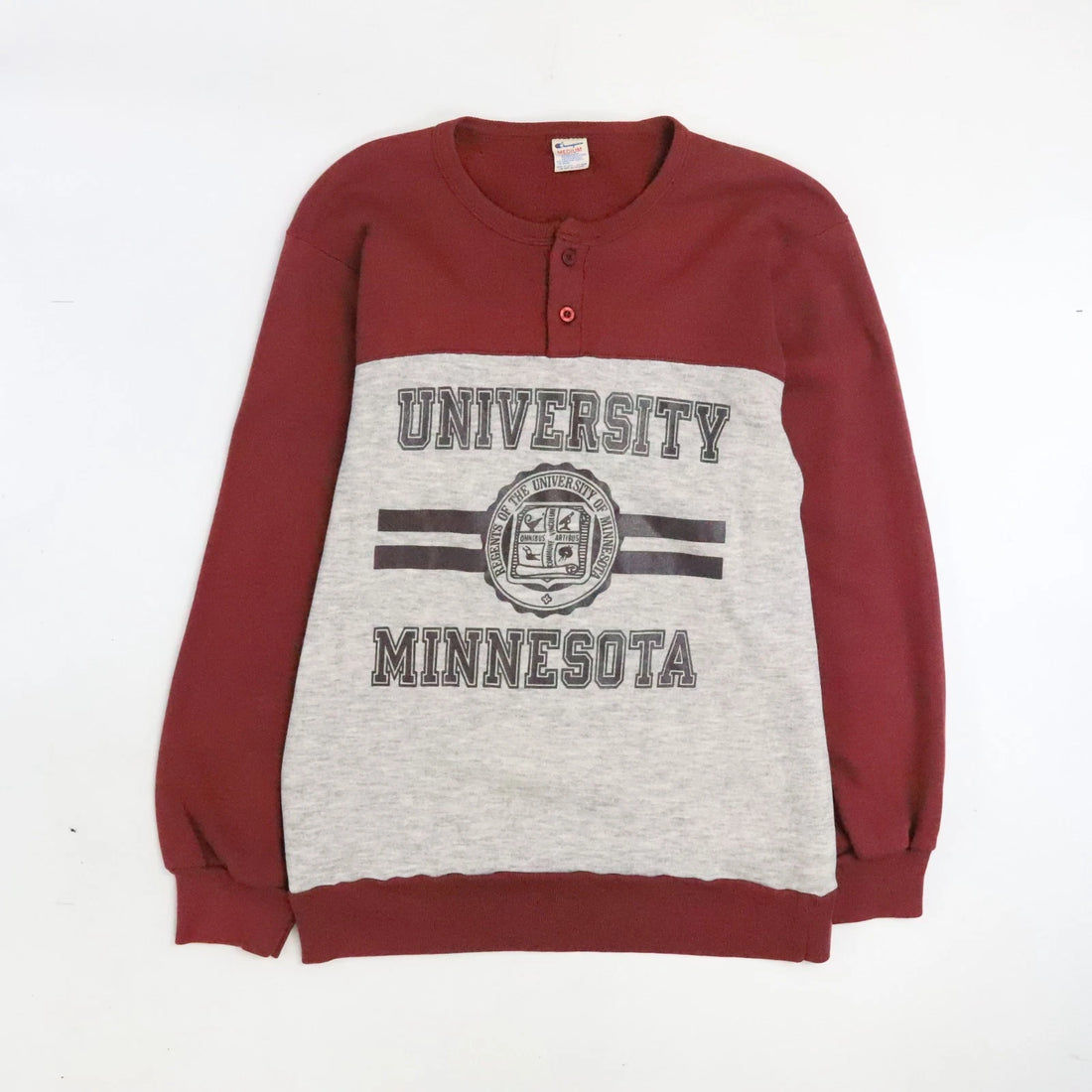 Vintage University Of Minnesota Champion Henley Sweatshirt Size Medium 80s NCAA