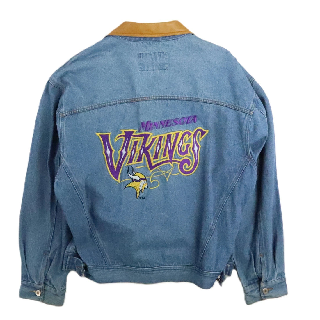 Vintage Minnesota Vikings Denim Trucker Jacket Size XL NFL