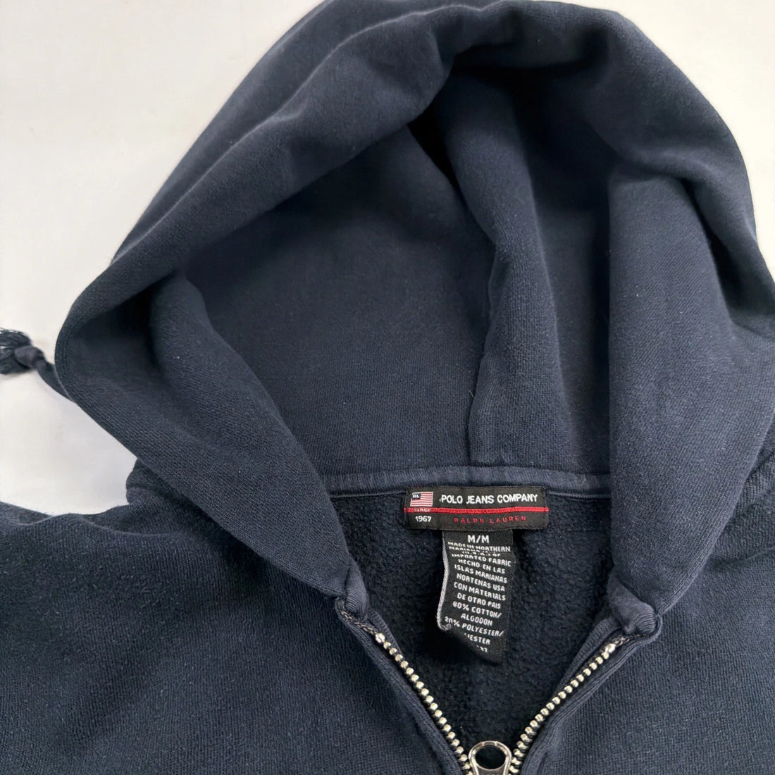 Vintage Polo Jeans USA Full Zip Sweatshirt Hoodie Size Medium