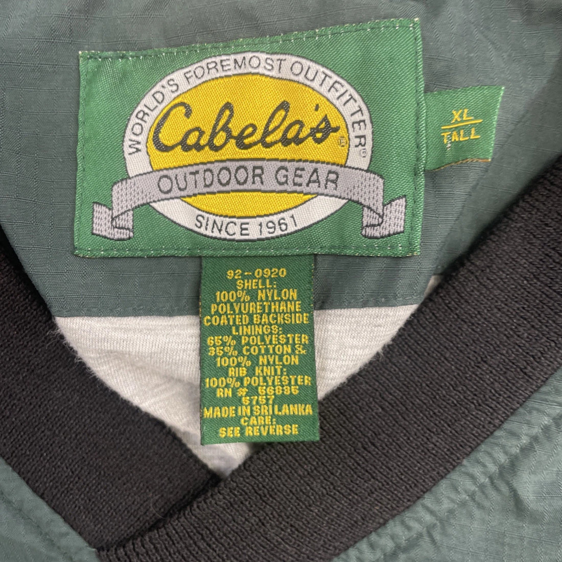 Vintage Cabela's Windbreaker Light Jacket Size XL Tall Green