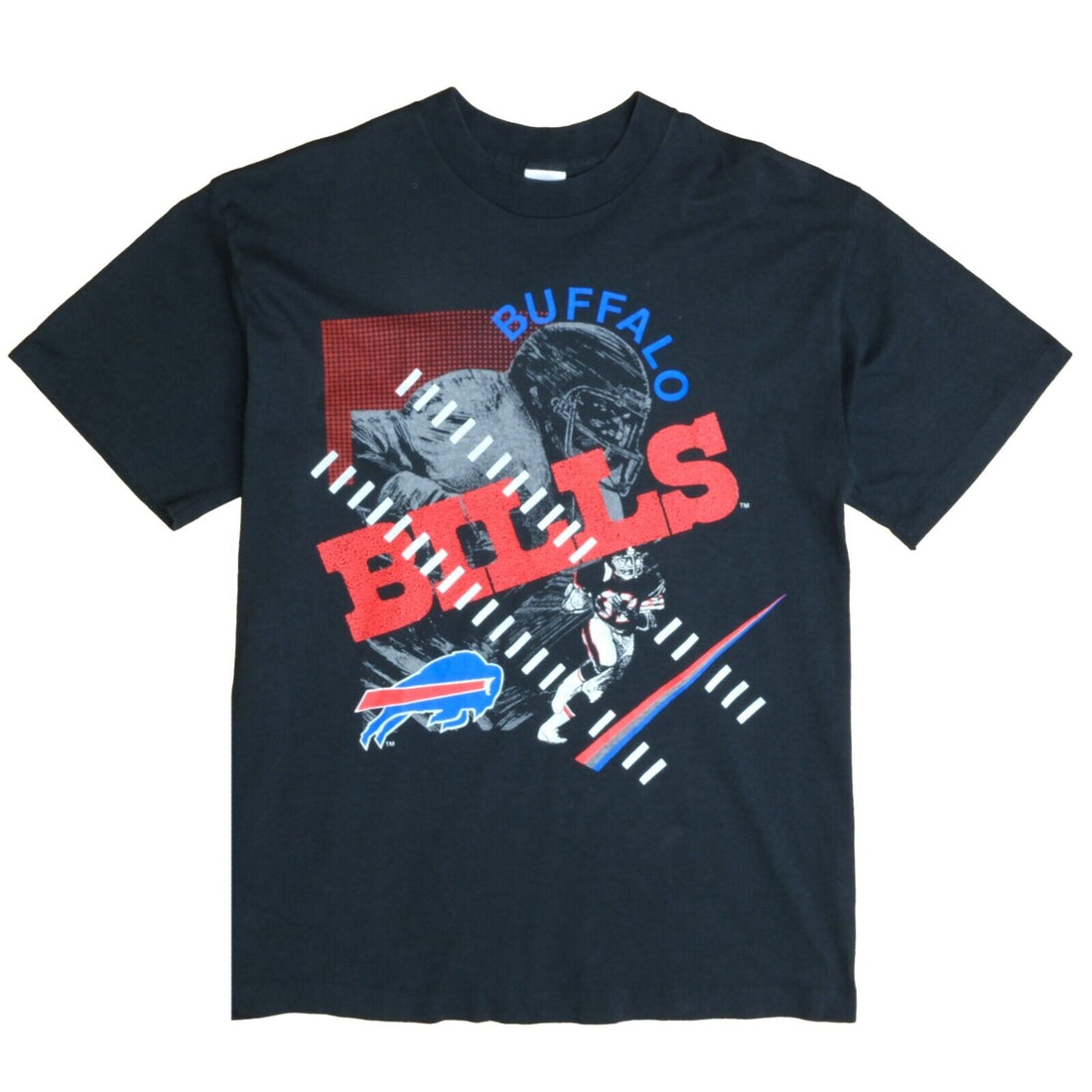 Vintage Buffalo Bills Trench T-Shirt Size Large Black 90s NFL