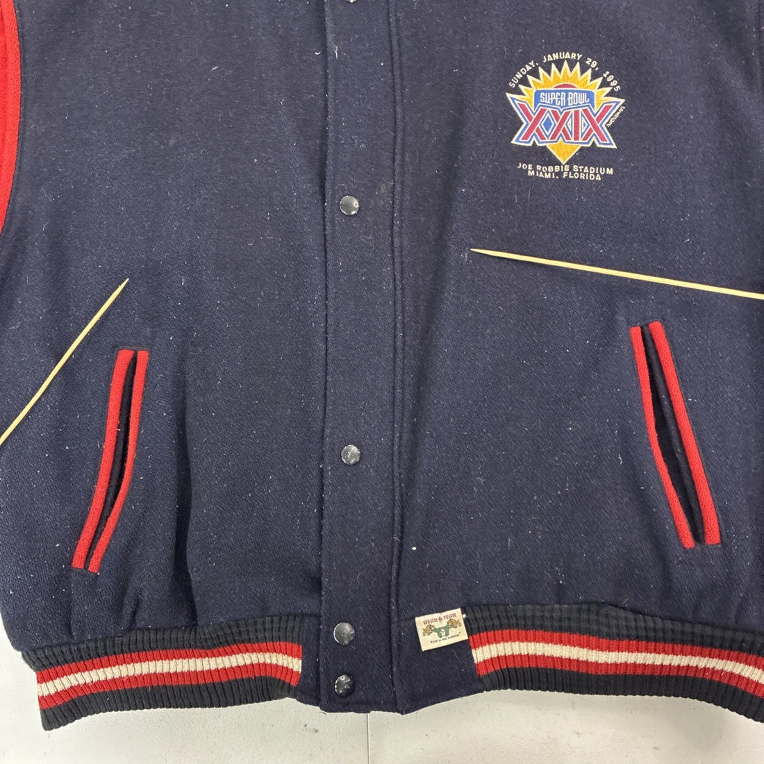 Vintage Super Bowl XXIX Wool Varsity Jacket Size XL 90s NFL