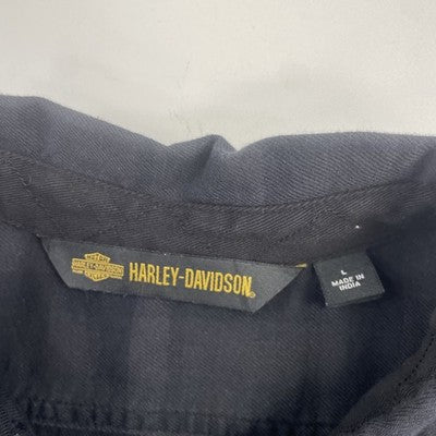 Harley Davidson Motorcycles Button Up Shirt Size Large Black Plaid