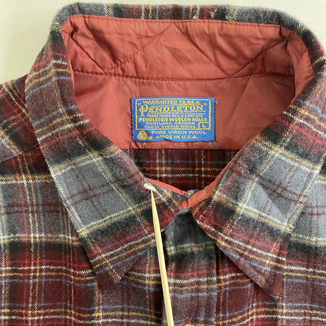 Vintage Pendleton Wool Lodge Button Up Shirt Size Large Plaid