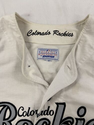 Vintage Colorado Rockies Starter Script Baseball Jersey Size Large 90s MLB