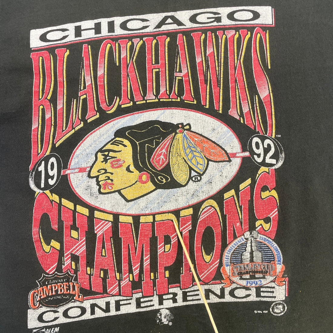 Vintage Chicago Blackhawks Conference Champions T-Shirt Size Large 1992 90s