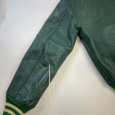 Vintage Leather Varsity Jacket Size 38 Green