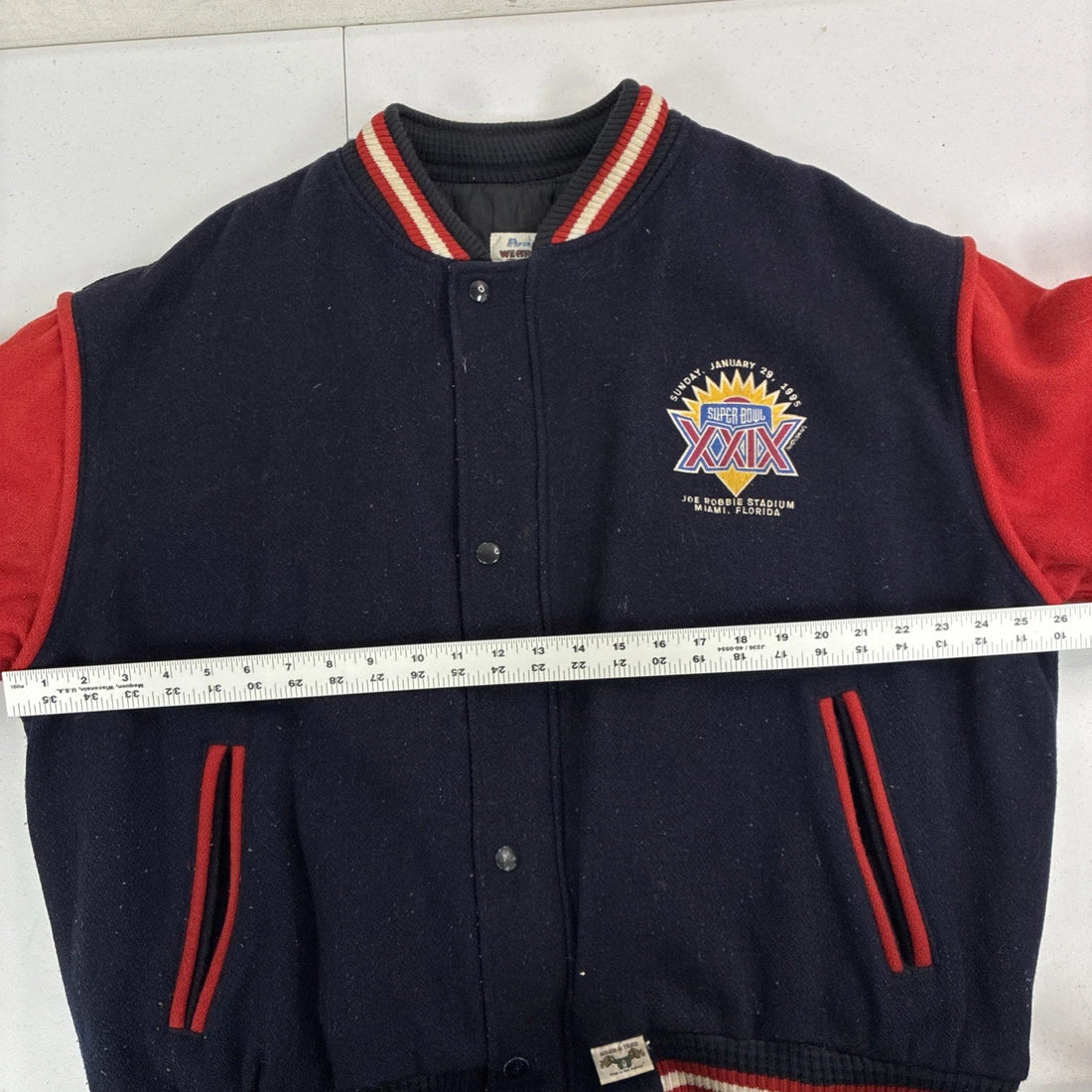 Vintage Super Bowl XXIX Wool Varsity Jacket Size XL 90s NFL