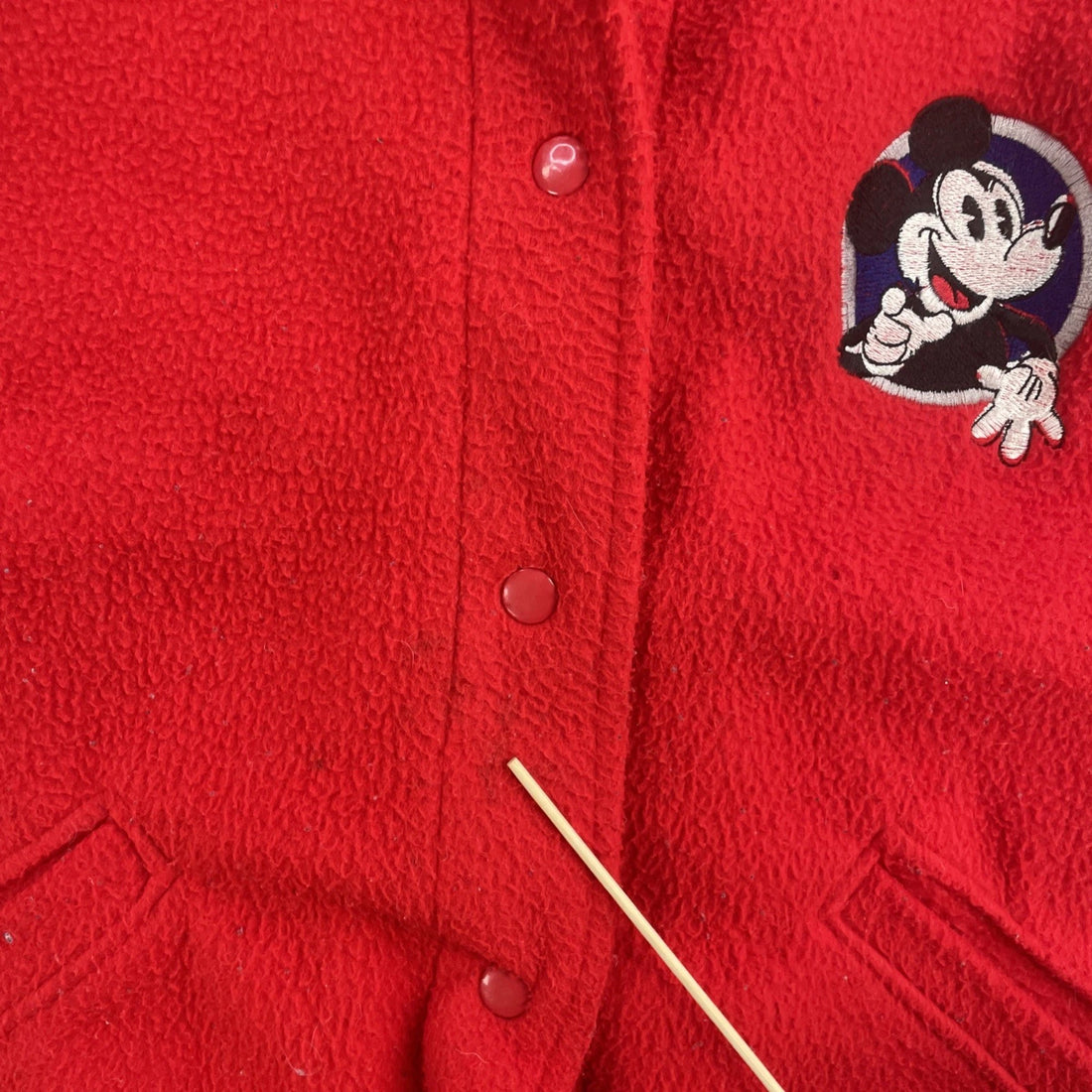 Vintage Mickey Mouse Disney Fleece Bomber Jacket Size Large Red