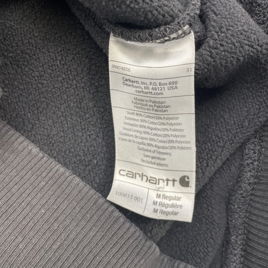Carhartt Pullover Sweatshirt Hoodie Size Medium Black
