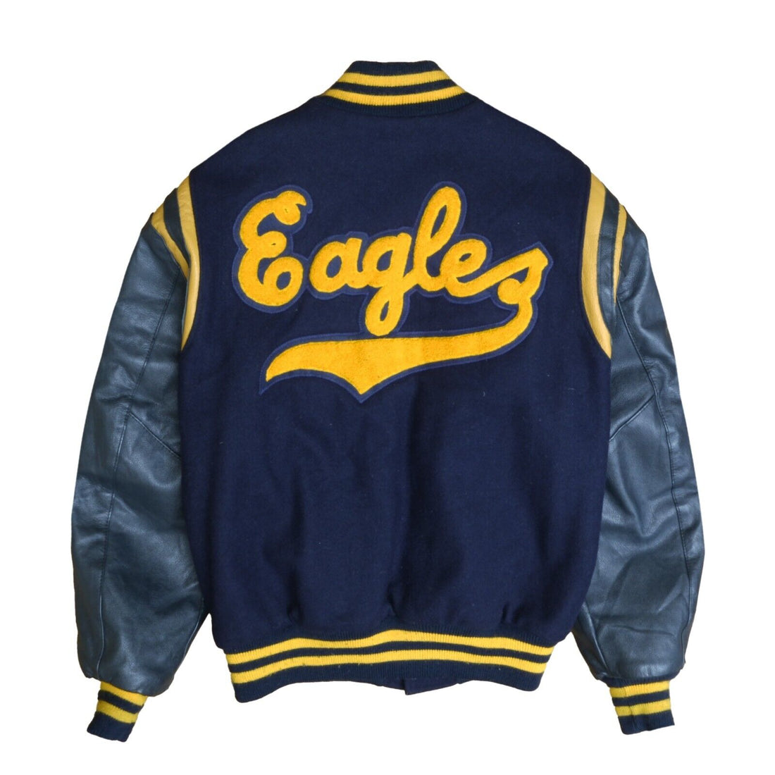 Vintage Eagles Letterman Leather Wool Varsity Jacket Size Large