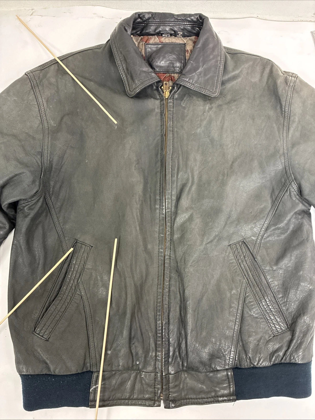 Vintage St. John's Bay Leather Bomber Jacket Size Medium