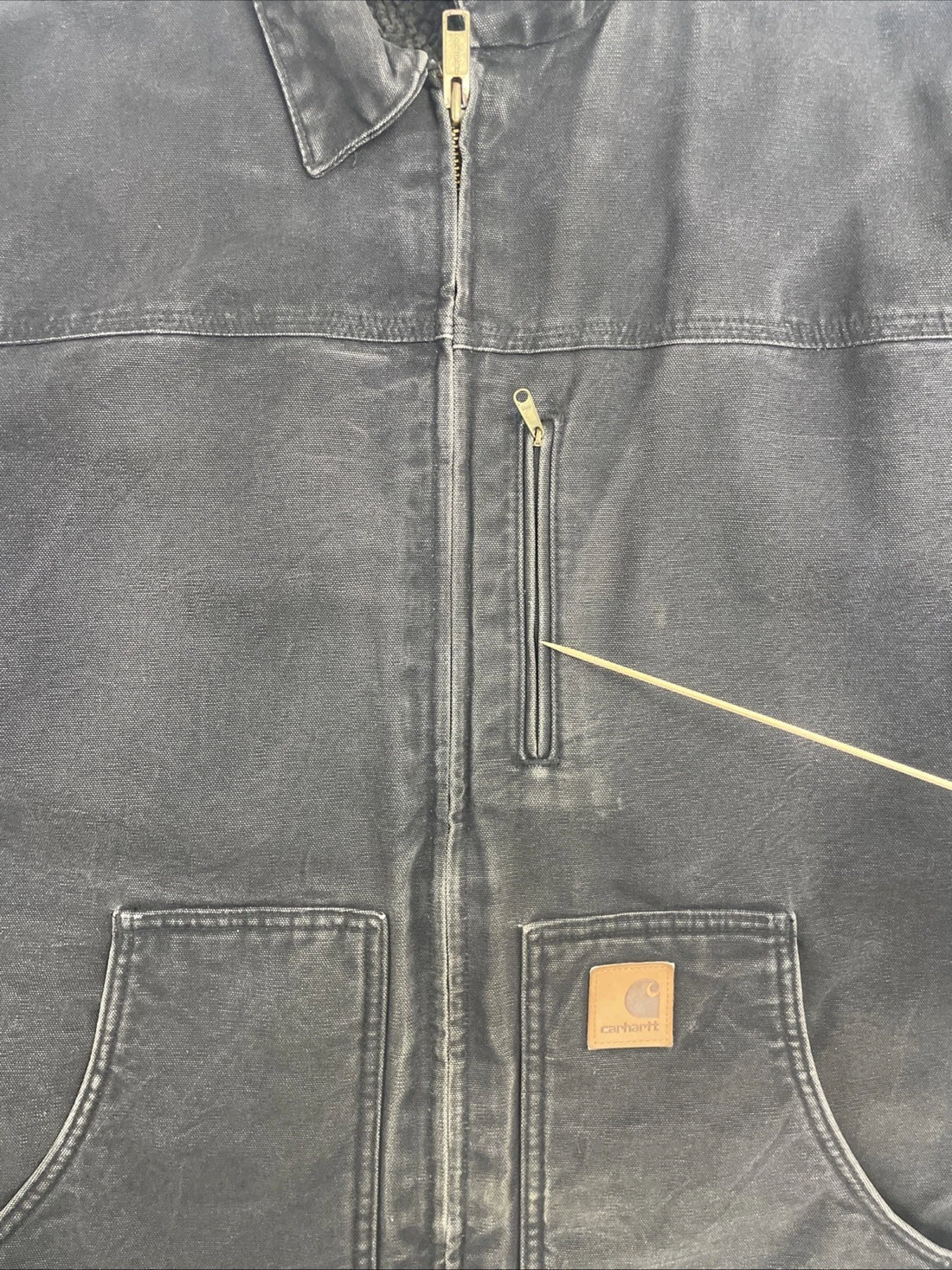 Carhartt Canvas Work Jacket Size XL Sherpa Lined C61 BLK