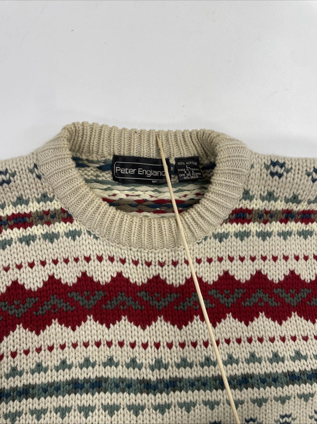Vintage Peter England Knit Crewneck Sweater Size Large Fair Isle
