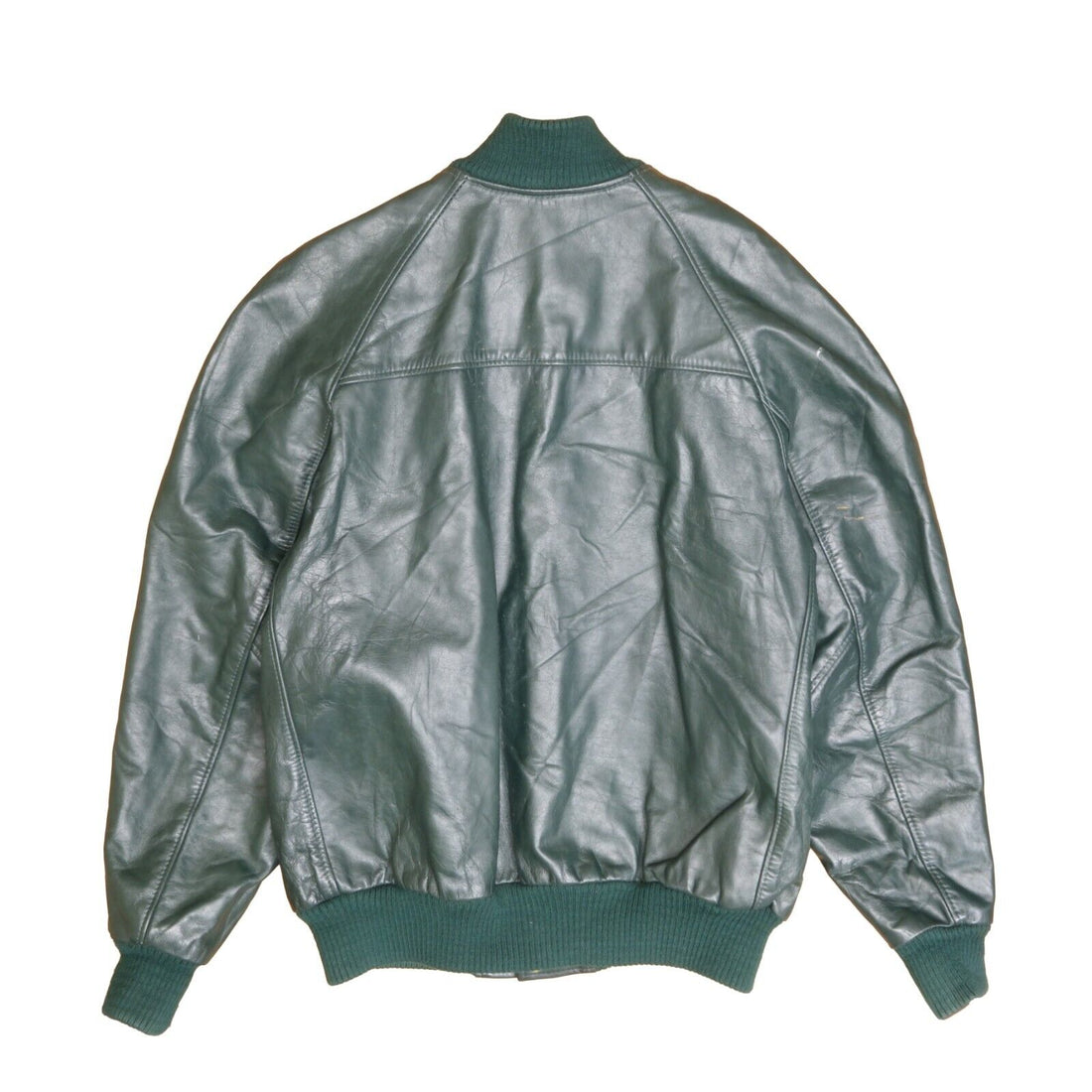Vintage Crescent School Leather Varsity Jacket Size 46 Tall Green