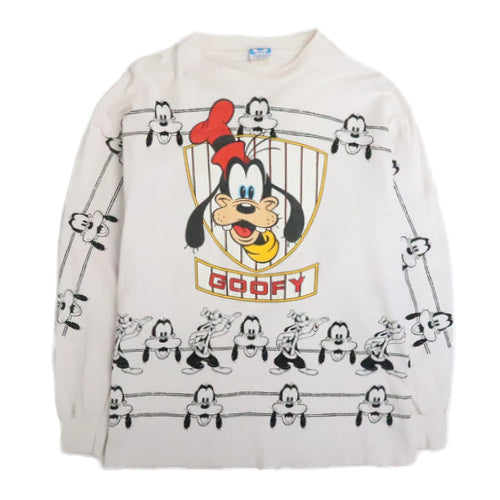 Vintage Goofy Disney Long Sleeve T-Shirt Size XL All Over Print AOP 90s