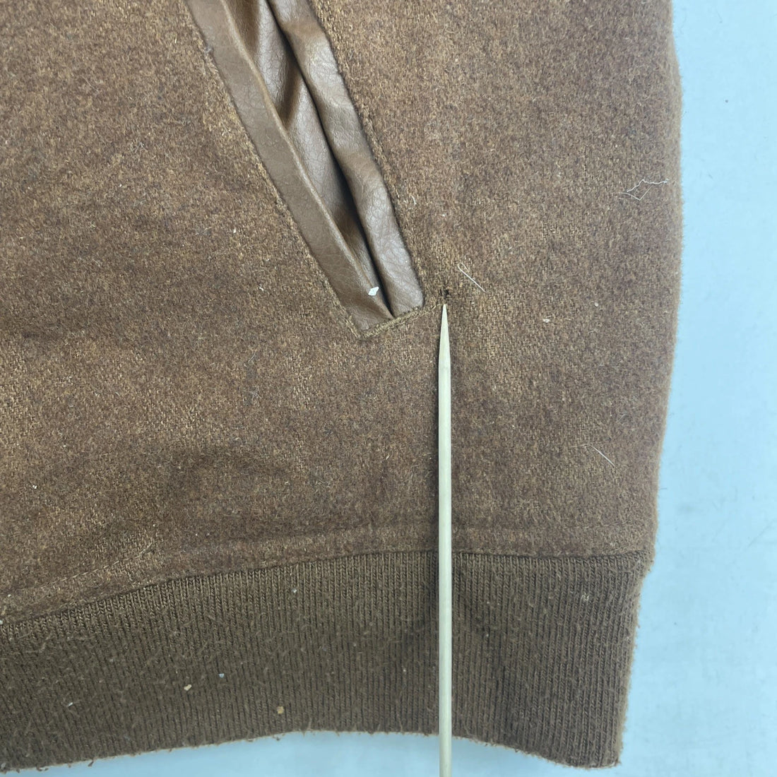 Vintage Akademiks Wool Faux Leather Varsity Jacket Size Large Brown Y2K