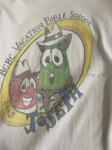 Vintage Veggie Tales Bible School T-Shirt Size Large 2005