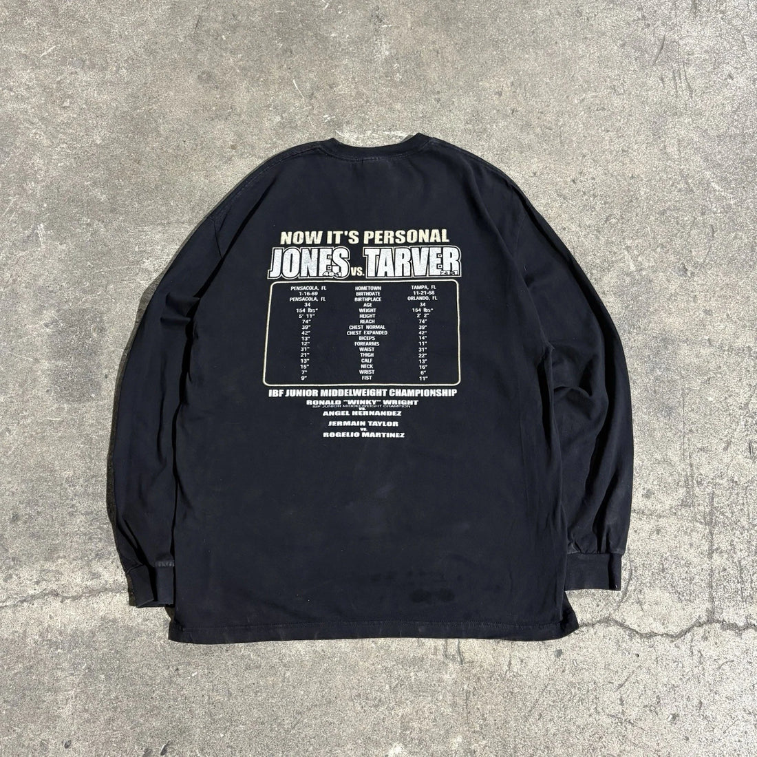 Vintage Jones Vs Tarver Now Its Personal Long Sleeve Boxing T-Shirt Size XL