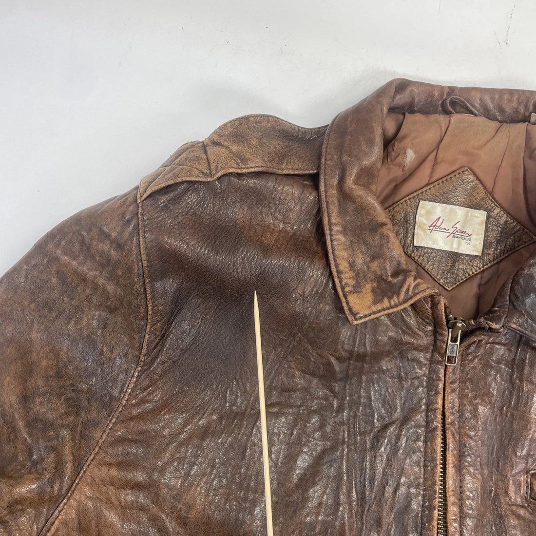 Vintage Adam Spencer Leather Bomber Jacket Size 42 Brown