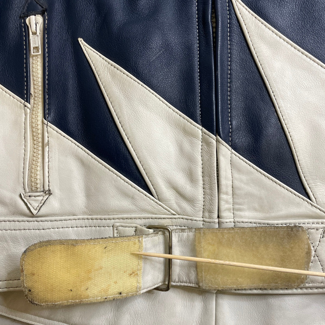 Vintage Teknic Leather Racing Jacket Size 42 Blue
