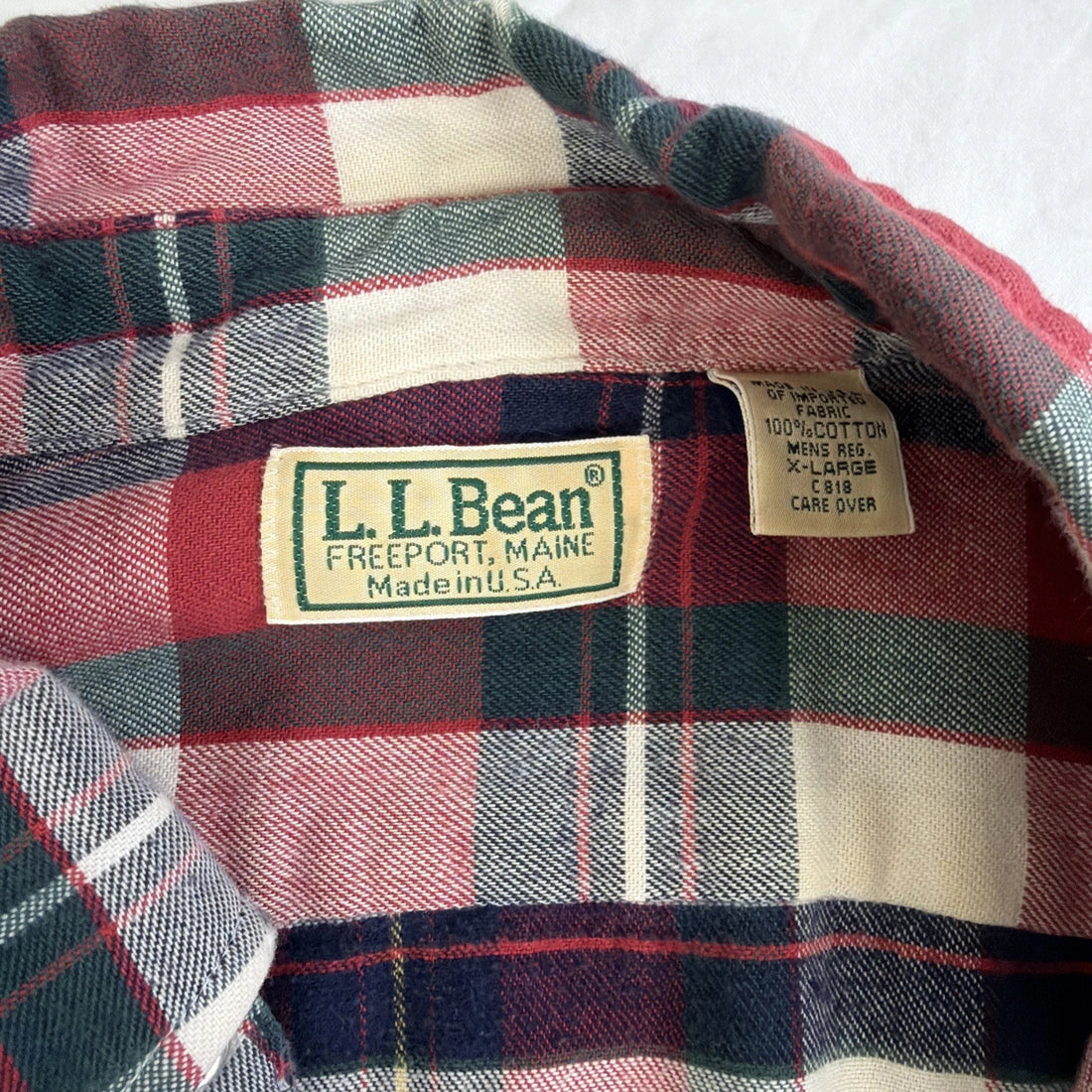 Vintage L.L. Bean Button Up Shirt Size XL Red Tartan Plaid
