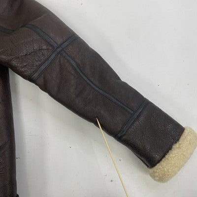 Sheepskin Shearling Leather Coat Jacket Size 2XL Brown