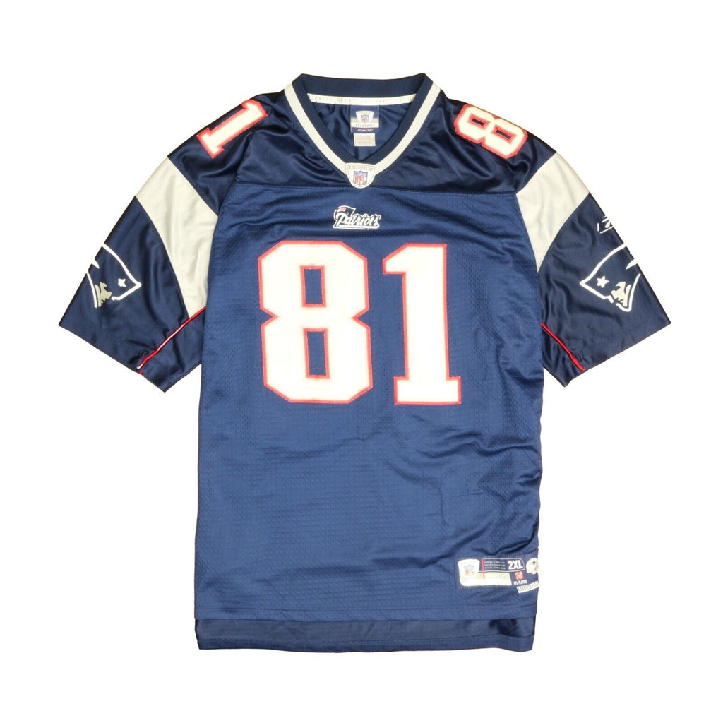 NEW ENGLAND PATRIOTS RANDY MOSS REEBOK NFL FOOTBALL JERSEY ADULT LARGE –  The Felt Fanatic