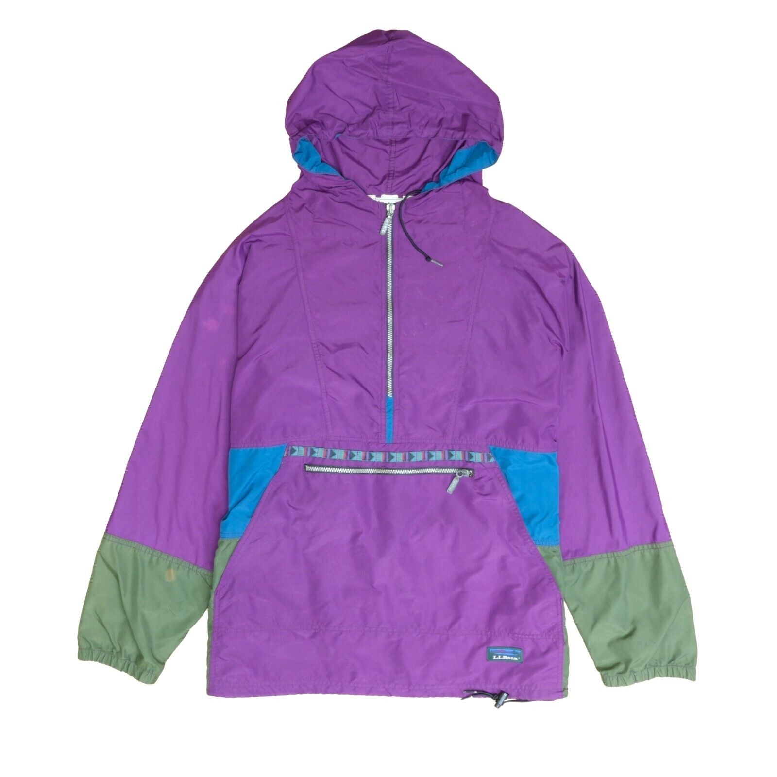 Vintage LL Bean Anorak Windbreaker Jacket Size Medium Purple Aztec Throwback Vault