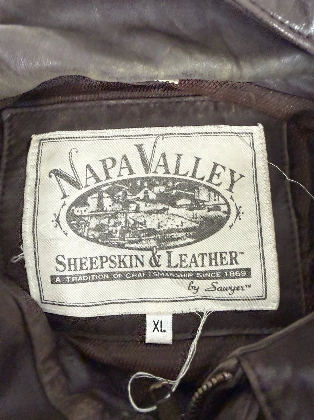 Napa Valley Leather Bomber Jacket Size XL Brown