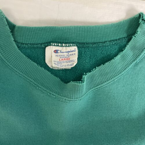 Vintage Champion Reverse Weave Crewneck Sweatshirt Size Large Teal 80s