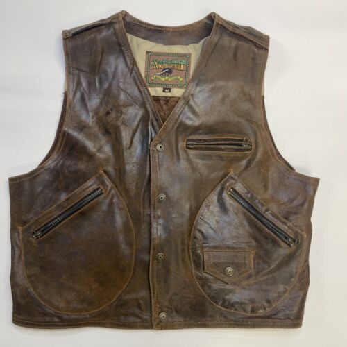 Vintage Selection Modo Peau Leather Vest Jacket Size Medium Brown