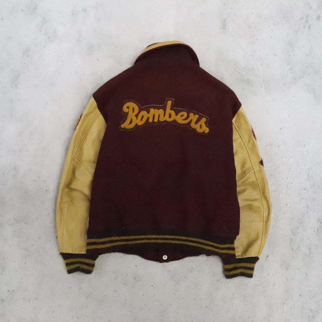 Vintage Bombers Leather Wool Varsity Letterman Jacket Size Large 70s