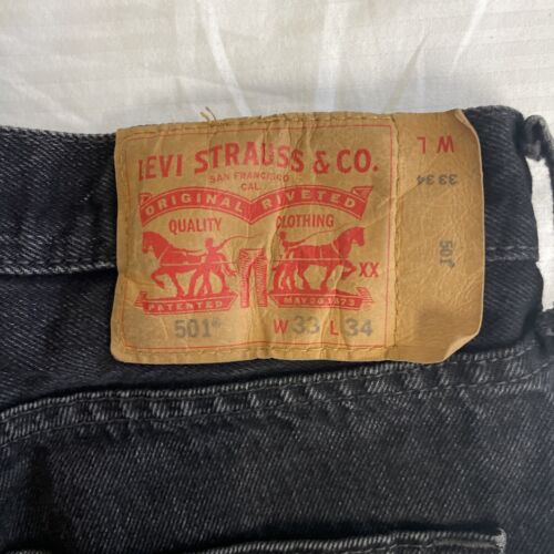 Vintage Levi Strauss & Co 501 Denim Jeans Pants Size 33 X 34 Black