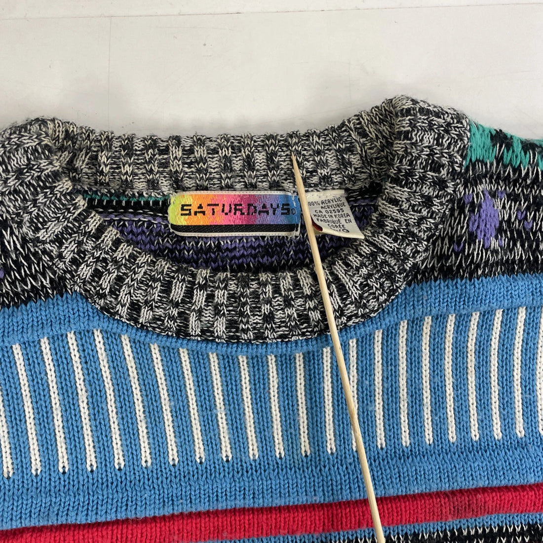 Vintage Saturdays 3D Knit Crewneck Sweater Size Large