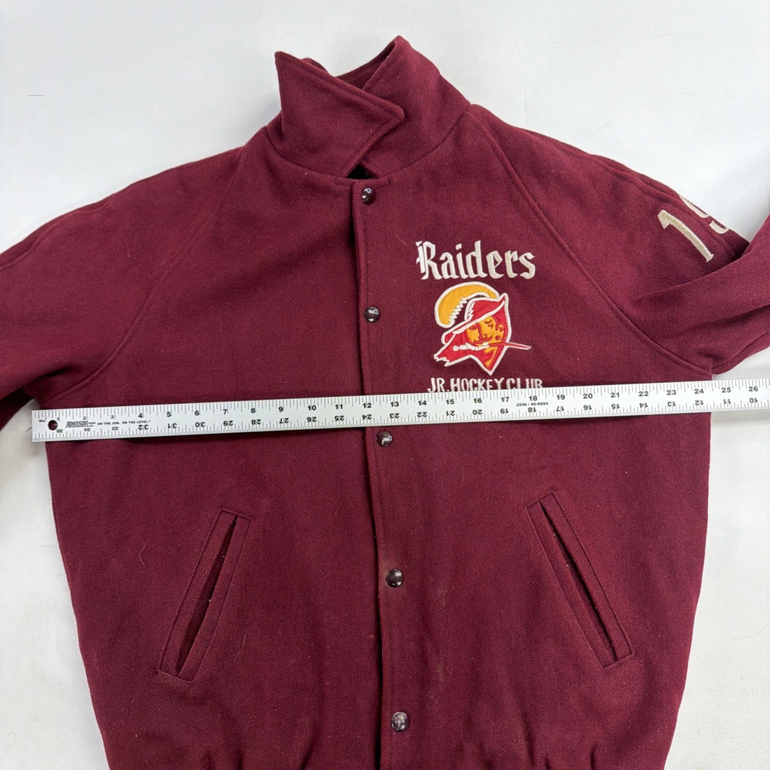 Vintage MMJHL Raiders Jr Hockey Club Wool Varsity Jacket Size Medium