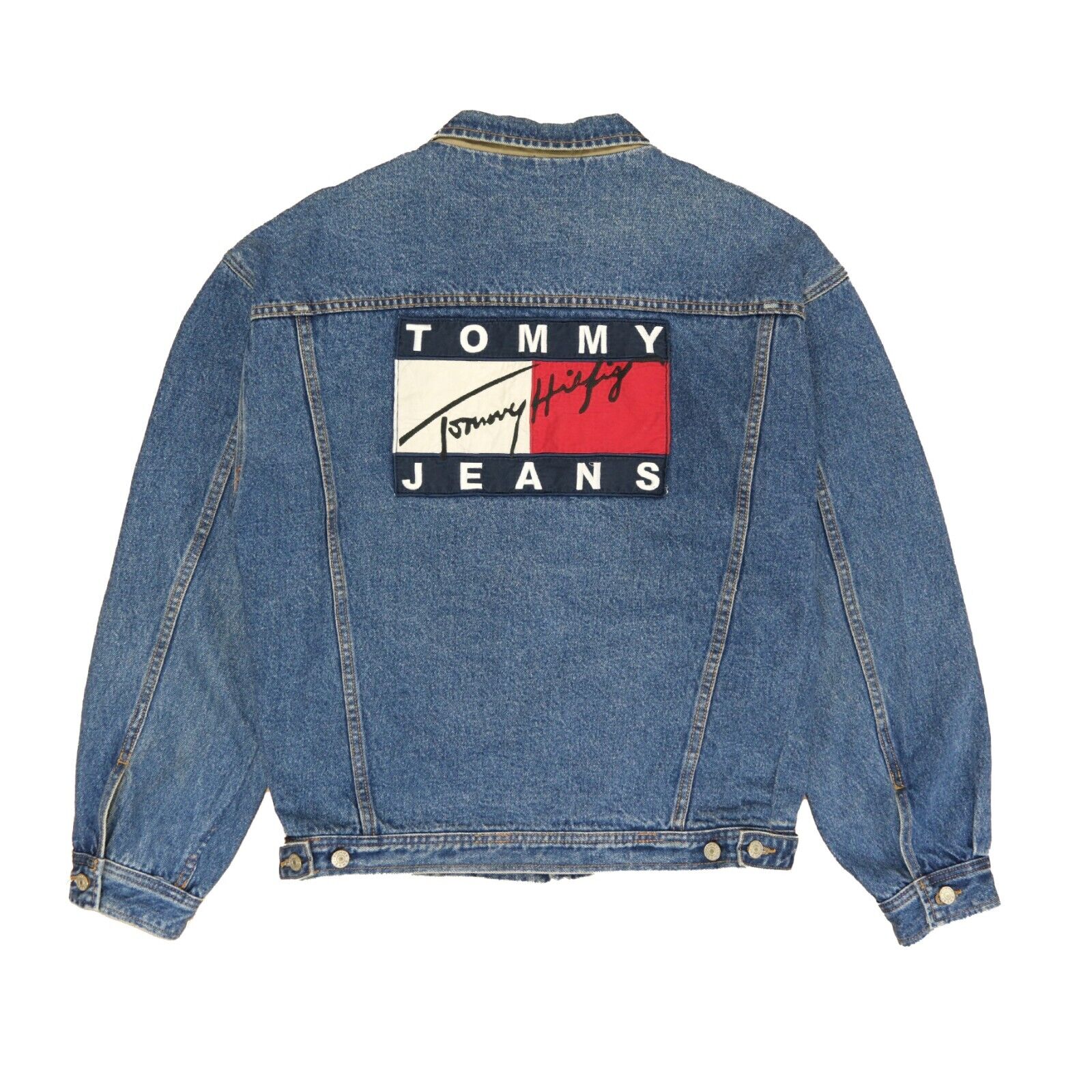 Vintage Tommy Hilfiger Jeans Denim Jacket Size XL USA Flag America
