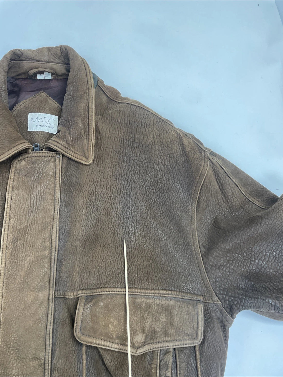 Vintage Andrew Marc Bomber Leather Jacket Size XL Brown
