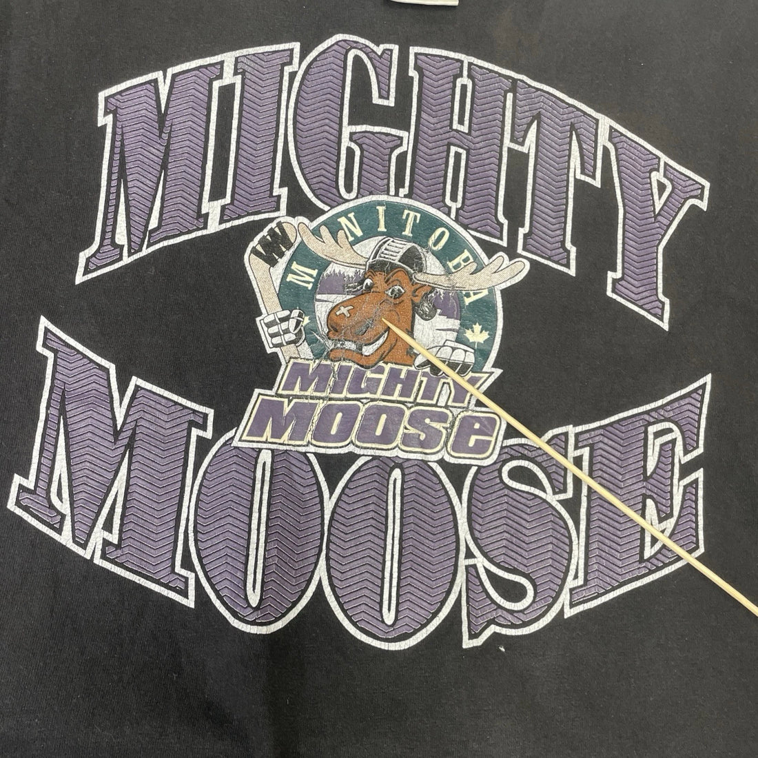 Vintage Manitoba Mighty Moose Hockey T-Shirt Size Large AHL