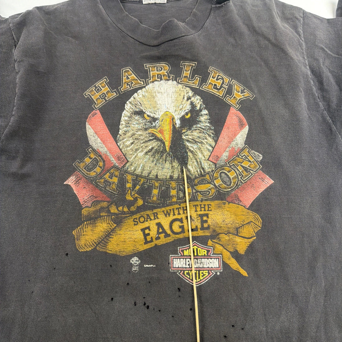 Vintage Harley Davidson Motorcycles Soar With The Eagle T-Shirt XL Distressed