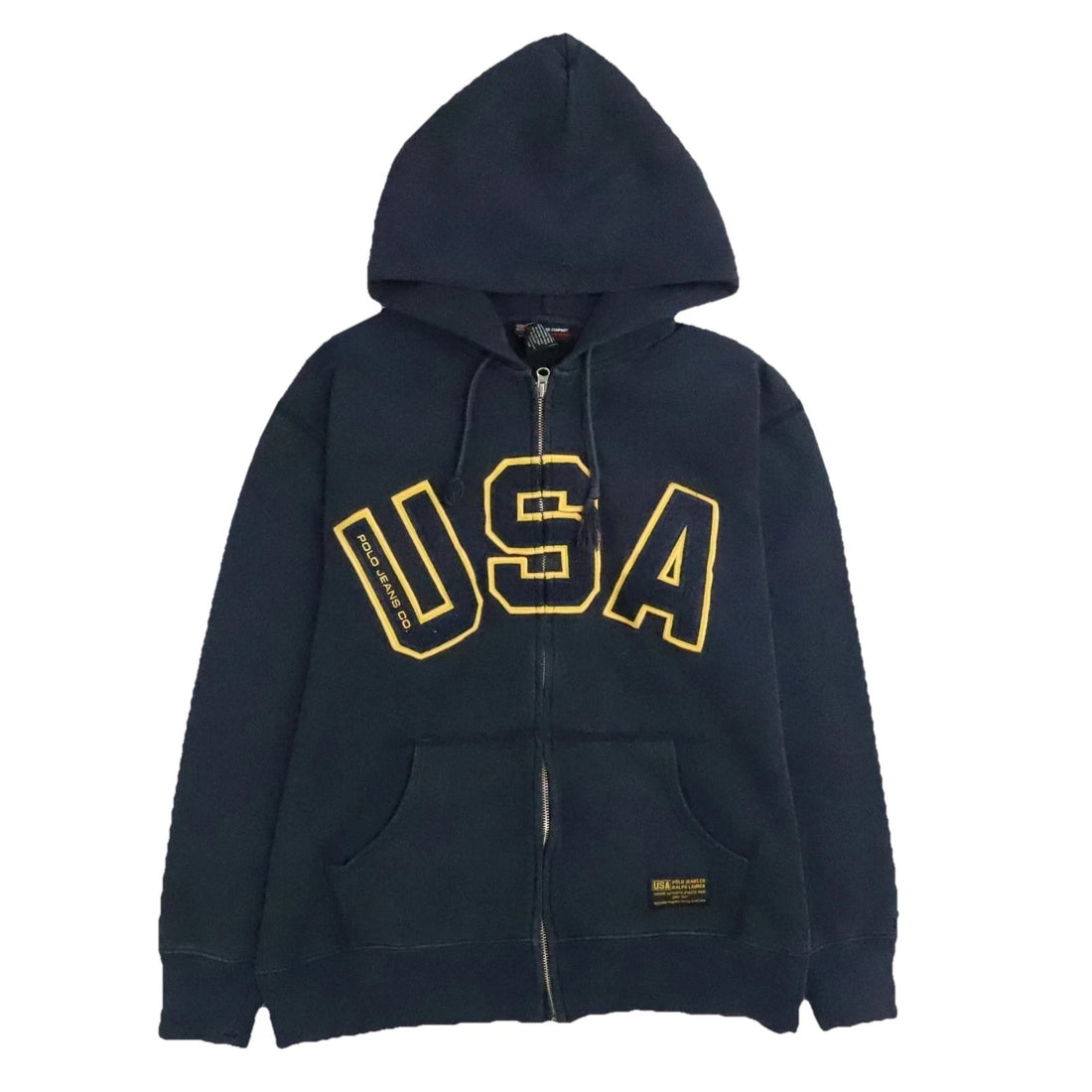 Vintage Polo Jeans USA Full Zip Sweatshirt Hoodie Size Medium