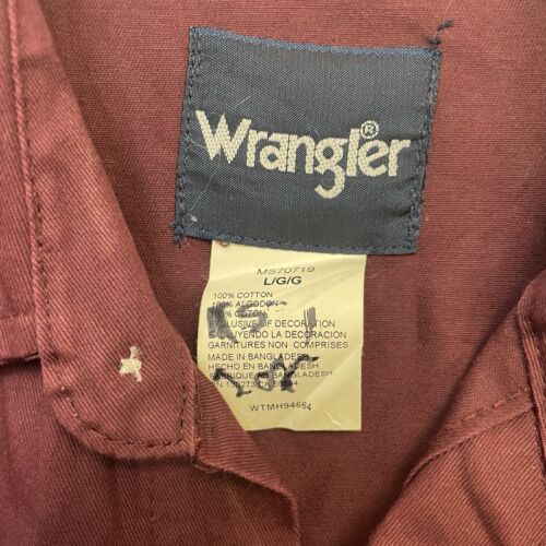 Vintage Wrangler Pearl Snap Western Shirt Size Large Red Ranch Cowboy