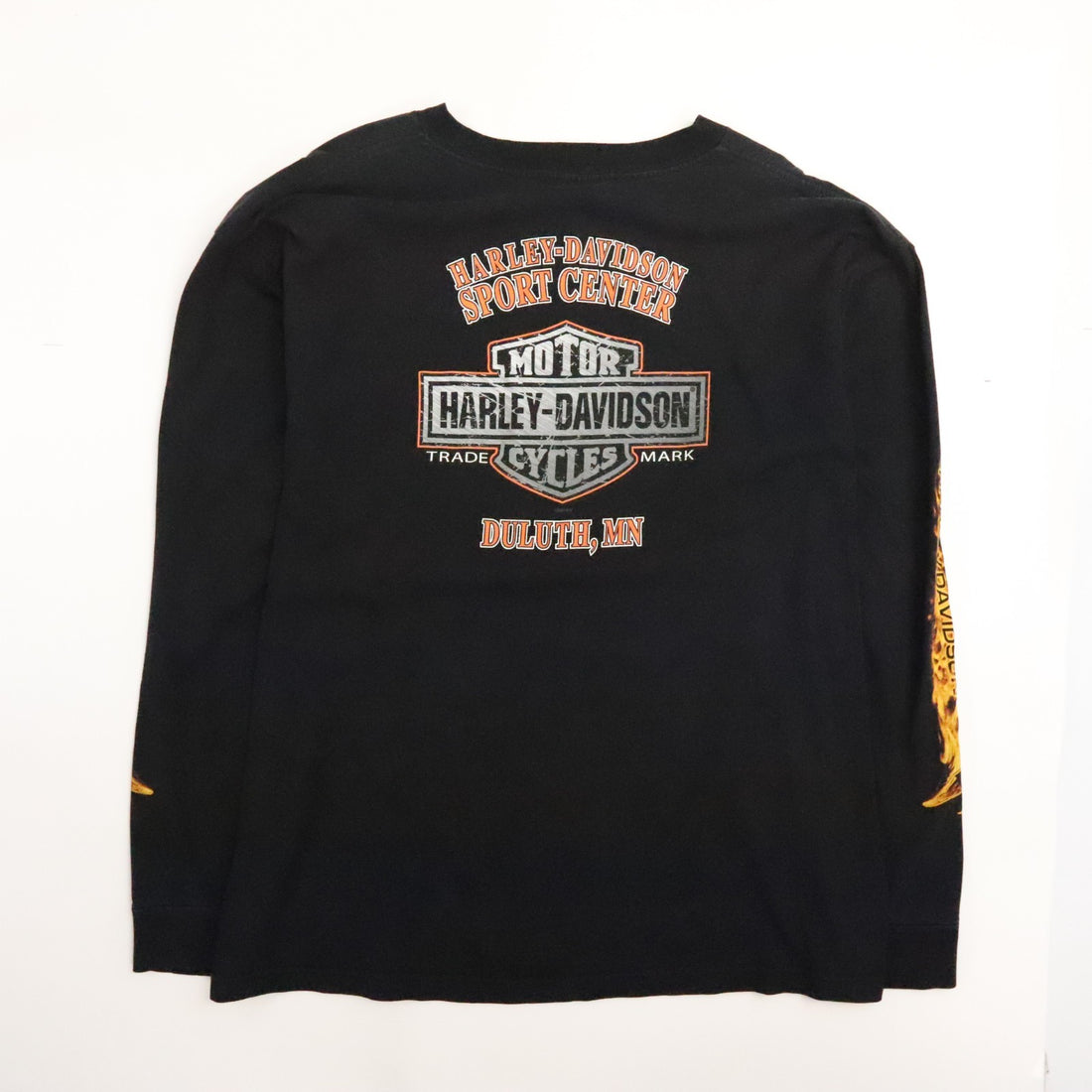 Vintage Harley Davidson Motorcycles Flame Eagle Long Sleeve T-Shirt 2XL Black