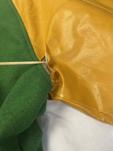 Vintage SBC Leather Wool Letterman Varsity Jacket Size Medium Green