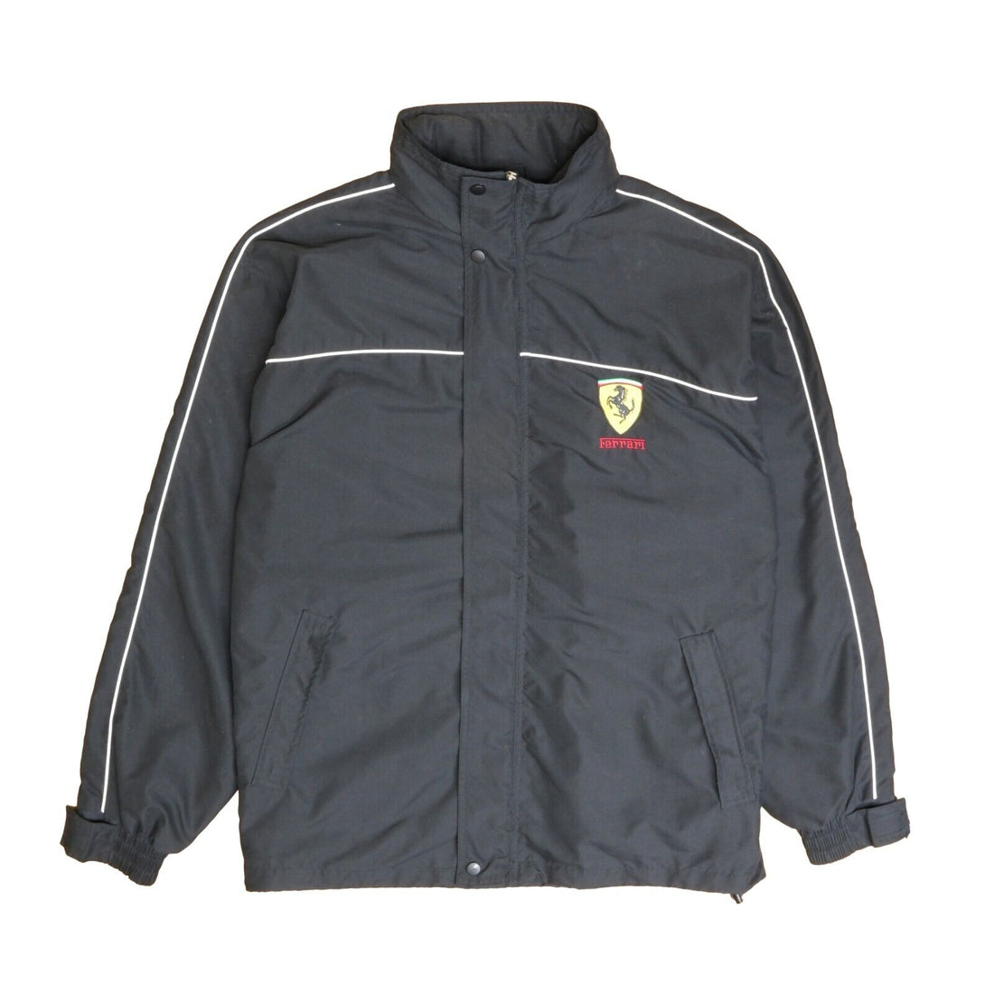 Vintage Ferrari Light Jacket Size Large Black Embroidered
