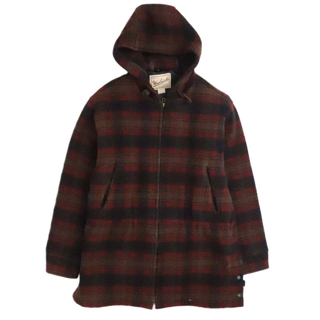 Vintage Woolrich Wool Coat Jacket Womens Size Large Red Plaid