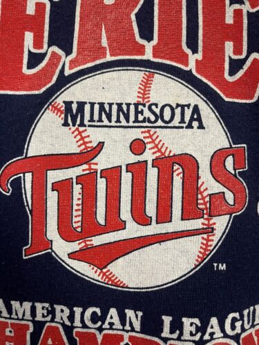 Vintage Minnesota Twins World Series Champs Sweatshirt Hoodie Large 1987 80s MLB