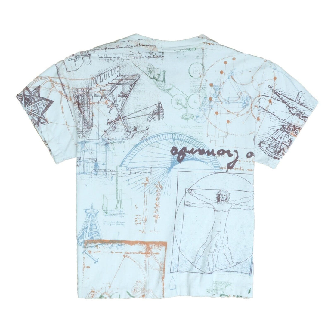 Vintage Leonardo Da Vinci Vitruvian Man T-Shirt Size Medium All Over Print Art