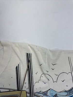 Vintage Garfield Fishing T-Shirt Size Medium All Over Print 1996 90s
