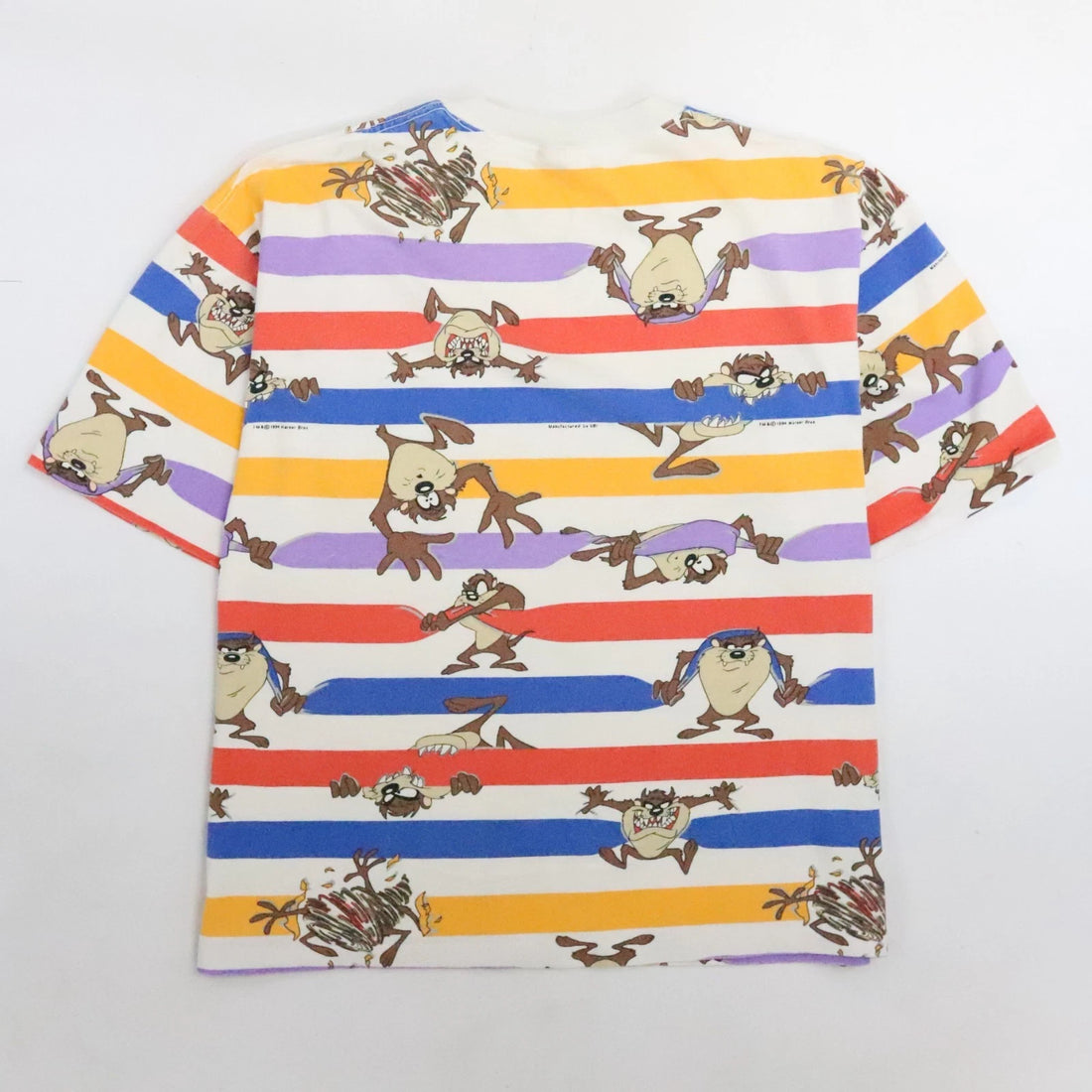 Vintage Taz Looney Tunes T-Shirt Size XL All Over Print Striped 90s